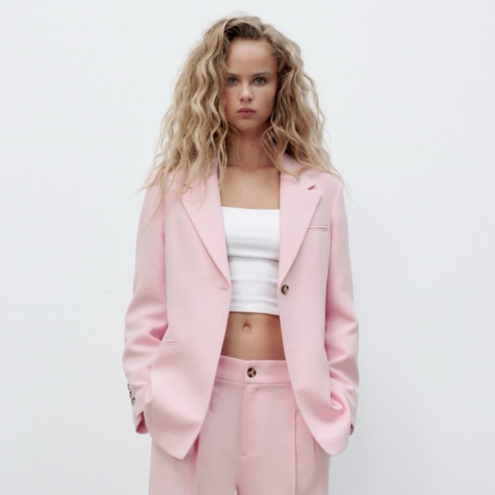 Zara oversized light pink blazer